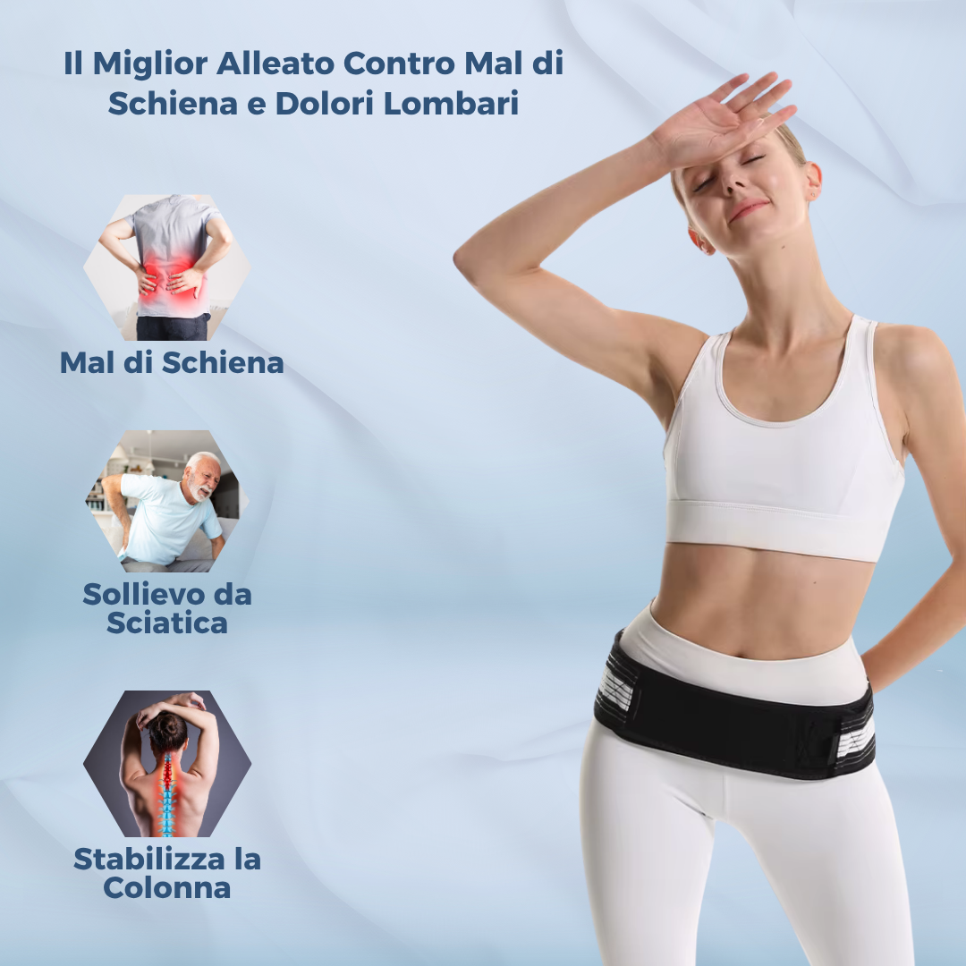 OrtoPlus™ - Cintura Lombare Supporto Schiena | Cintura Posturale Regolabile per Lavoro e Sport