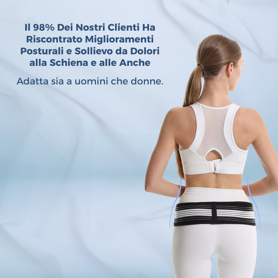 OrtoPlus™ - Cintura Lombare Supporto Schiena | Cintura Posturale Regolabile per Lavoro e Sport