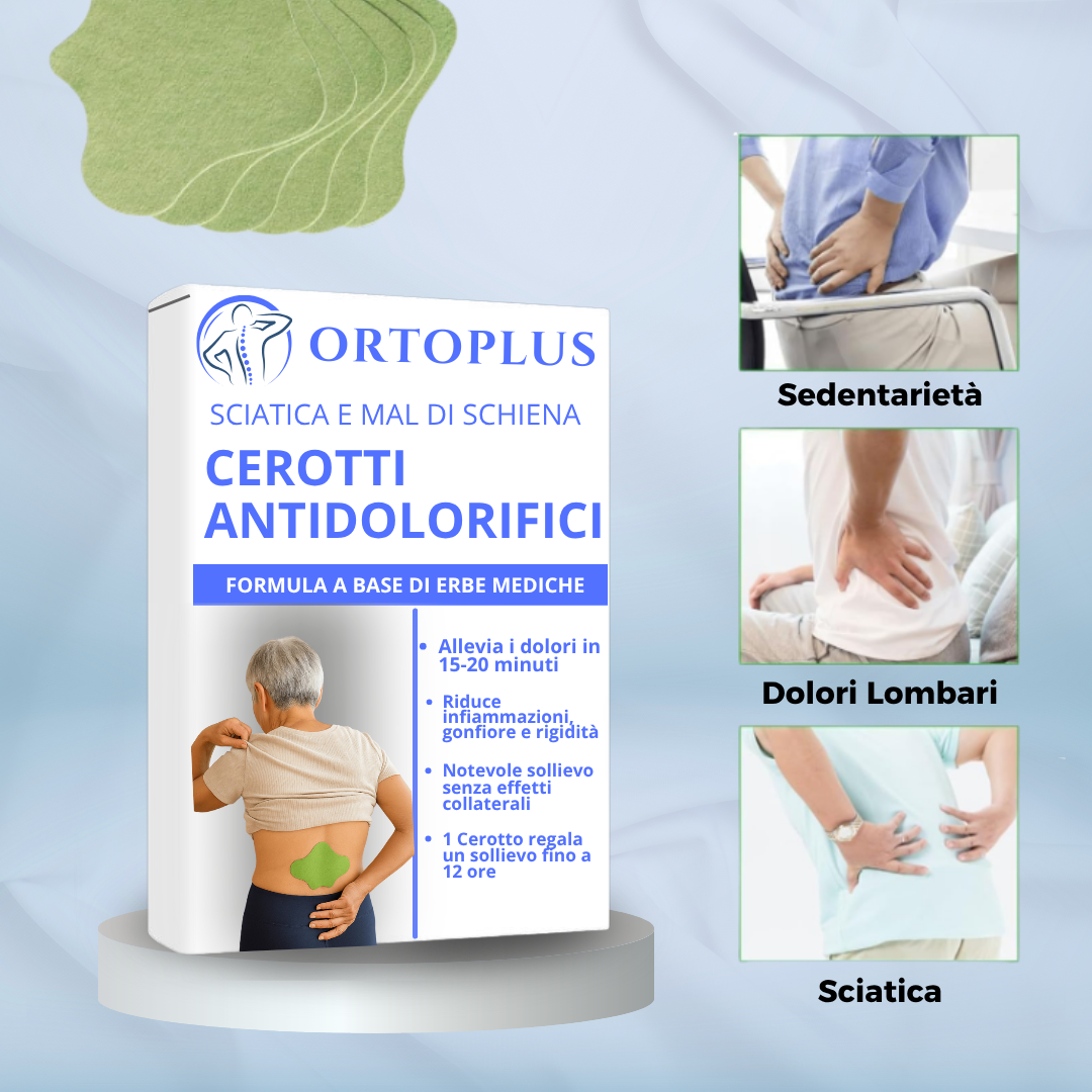 OrtoPlus™ - Cerotti Termici Riscaldanti per Zona Lombare | Con Estratti Naturali - 12 Pezzi